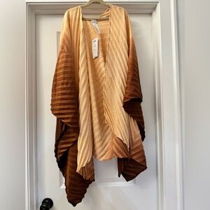 Pleated Ombré Pink and Brown Ruana